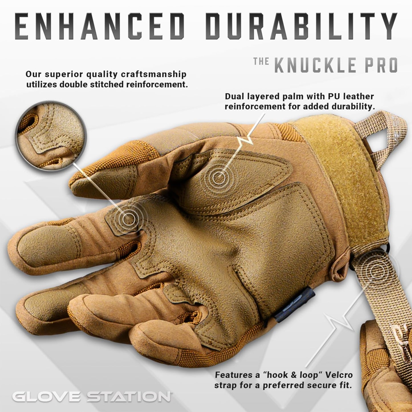 Glove Station Gloves for Men – Touchscreen Utility Gear with Hard Knuckle Protection Used in Motorcycle, Airsoft, & Outdoor Work Tan - Hard Knuckle Small