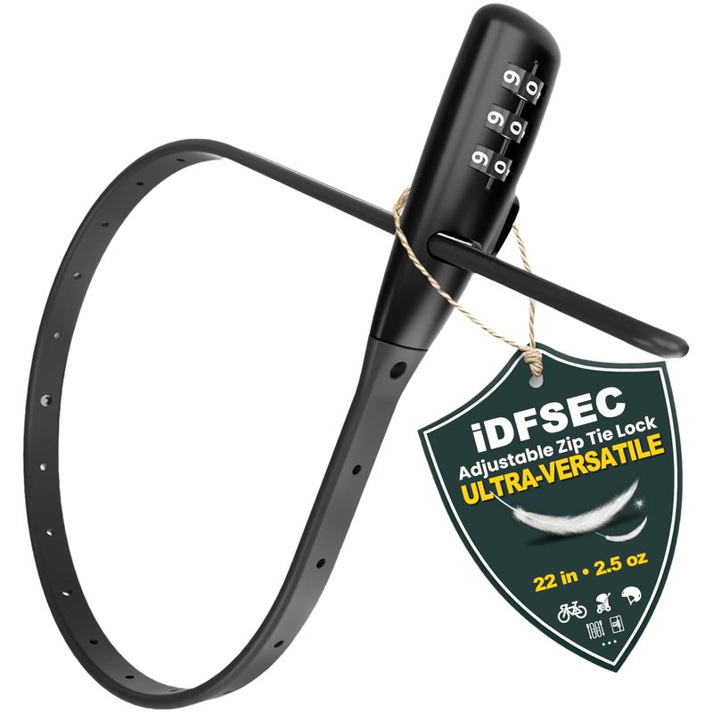 iDFSEC Zip Tie Bike Lock, Adjustable Cable Lock with Stainless Steel Core - Multi-Purpose Cable Lock for Securing Bike Rack, Helmets, Skis, Snowboards, Gates (2/Pack, Black)
