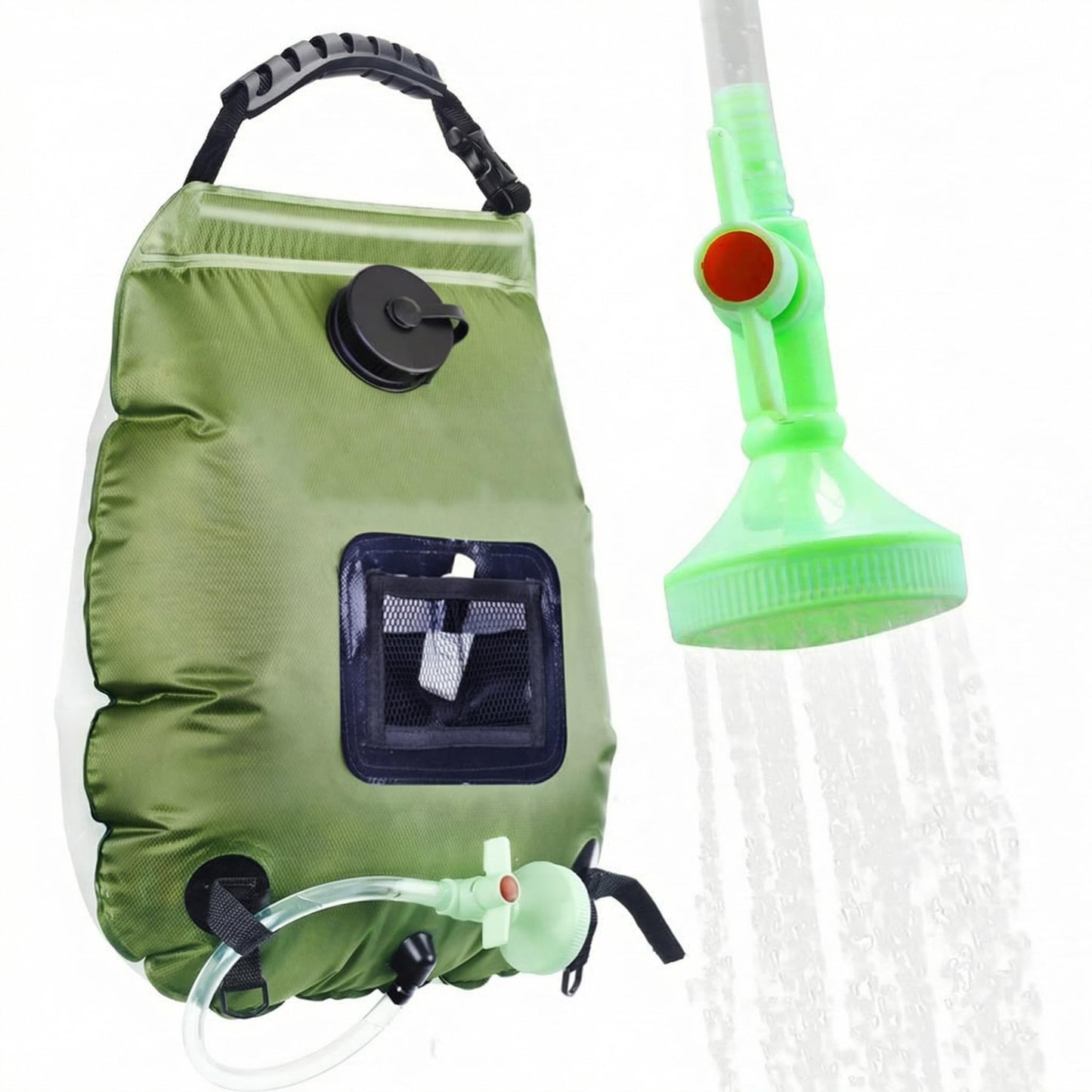 5-Gallon Solar Shower Bag with Real-Time Temp Display - Fast Heating in 20 Mins - Lightweight 0.99lbs Portable Camp Shower for Short Trips & Emergency Backup