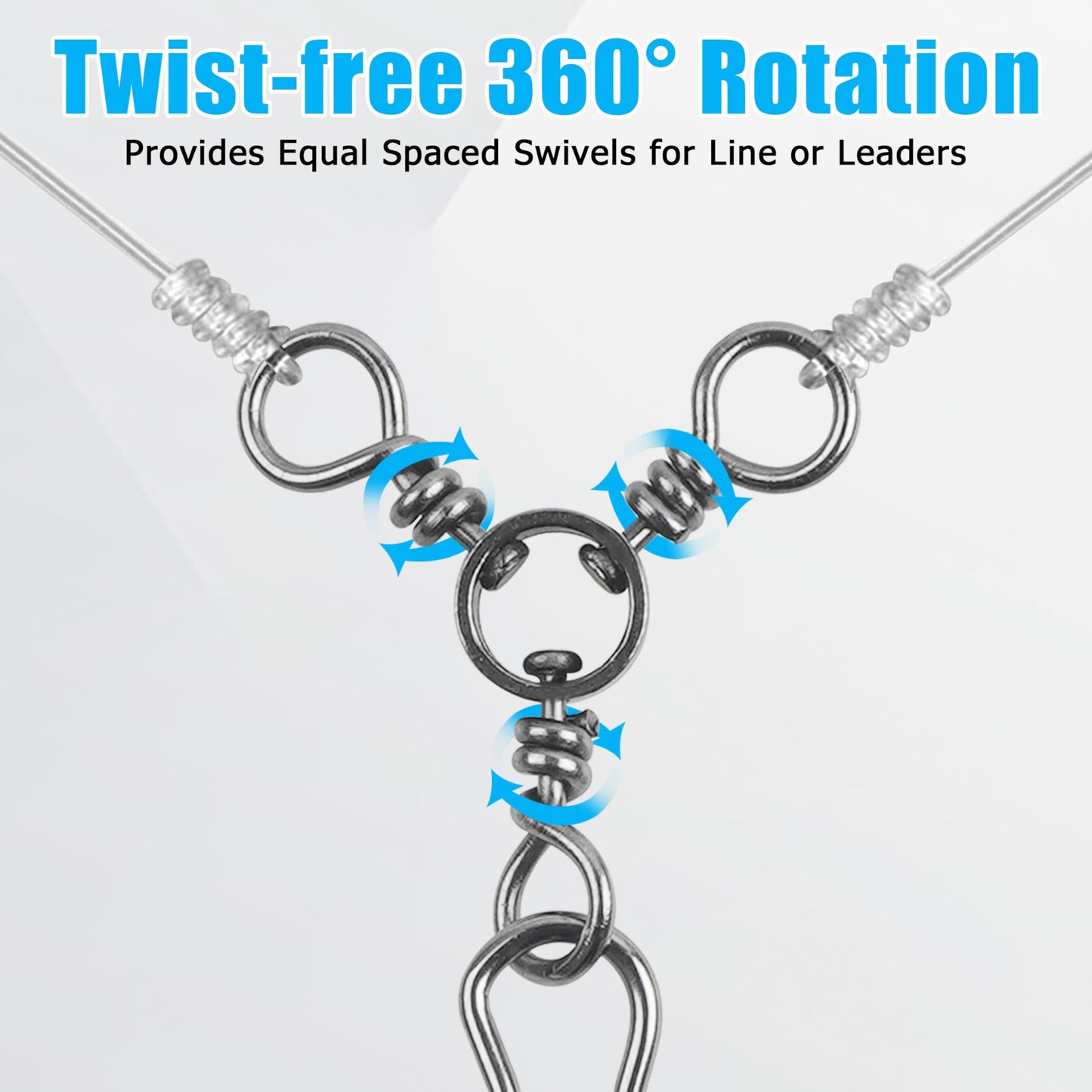 JSHANMEI Fishing 3 Way Swivel Snaps High-Strength Cross Line Duo Lock Snap Swivels T-Turn Fishing Lure Connectors Saltwater Tackle Accessories for Trolling Catfish (4# - 30PCS)