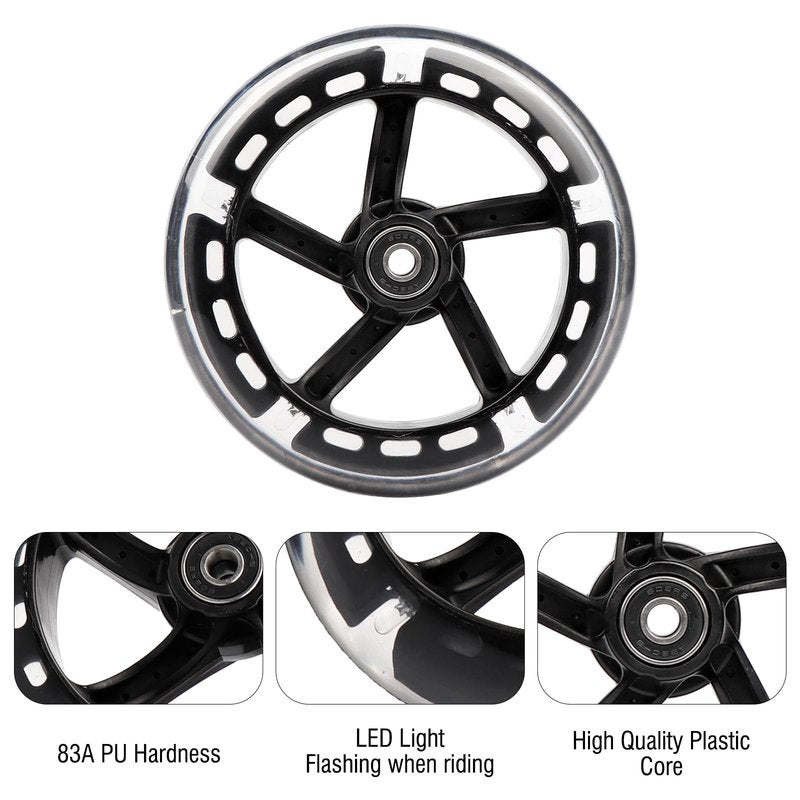 WHEELGOO Wiggle Scooter 145mm White Light-Up Replacement Wheels Front/Rear for Y Fliker 3-Wheeled Swing Scooter (2)