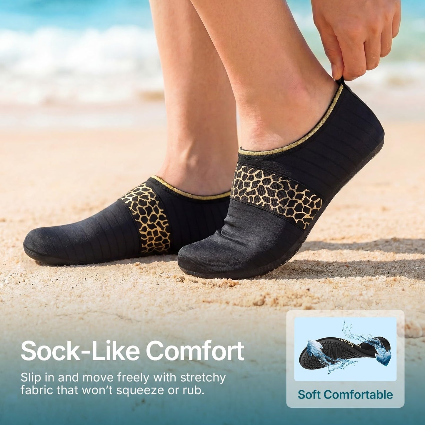 Water Shoes for Women Men Quick-Dry Aqua Socks Swim Beach Barefoot Yoga Exercise Wear Sport Accessories Pool Camping Must Haves Adult Youth Size 8.5-9.5Women/7.5-8.5Men