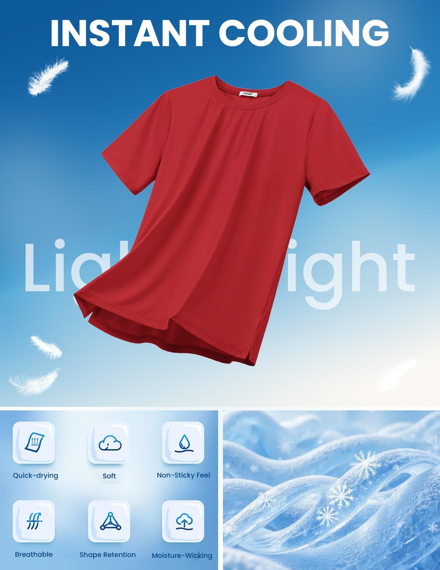 COOFANDY Mens Swim Shirt Short Sleeve UPF 50+ Sun Protection Shirt Quick Dry Tee Shirts Red