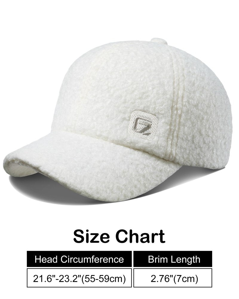 GADIEMKENSD Sherpa Fleece Winter Baseball Cap for Women Lamb Wool Solid Color Warm Baseball Cap, Unstructured Fluffy Teddy Fleece Womens Fall Hat for Outdoor Travel Hip-Hop Dance Beige