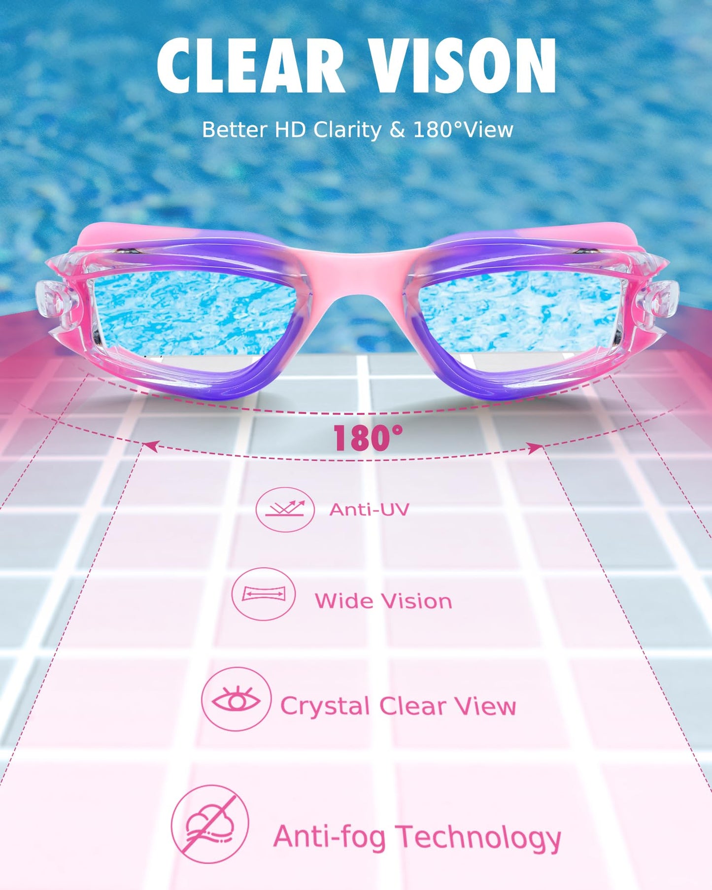 Aegend Kids Swim Goggles, Pack of 2 Swimming Goggles for Children Boys & Girls Age 3-14