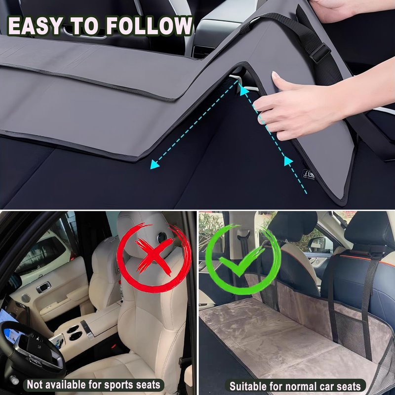Colefunmit Car Rear Seat Mattress Extension Plate, Portable Mattress for Sleeping, Foldable Back Seat Extender, Increase Travel Trunk Space and Car Bed Camping Space for Car, SUV, Model Y/3 (Black)
