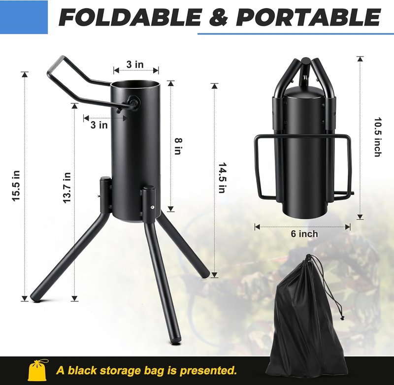 Foldable Portable Bow Stand - Quiver Holds 30-40 Arrows | Ground Holder for Traditional Longbows & Compound Bows