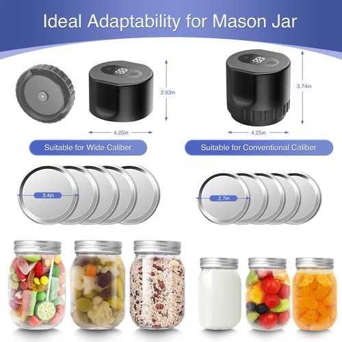 6 Pack 16 oz Wide Mouth Mason Jars and Mason Jar Vacuum Sealer