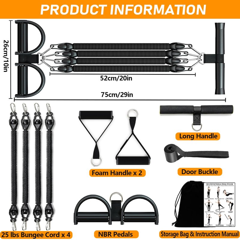 Upgrade Foot Pedal Resistance Band, 100lbs Adjustable 4 Tube Pedal Ankle Puller Resistance Band with Handle, Multifunction Home Gym Equipment, Stirrup Puller for Men Women for Full Body Exercise