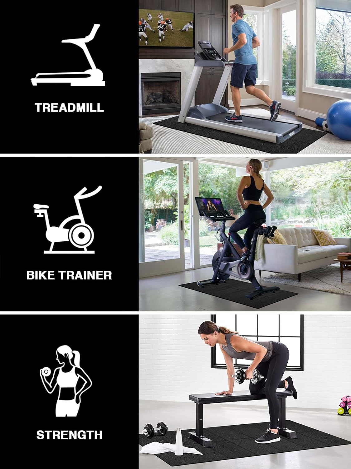 Treadmill Mat - Heavy-Duty 6mm Exercise Equipment Mat for Carpet & Hardwood Floors | 63"x30" Foldable Walking Pad Mat