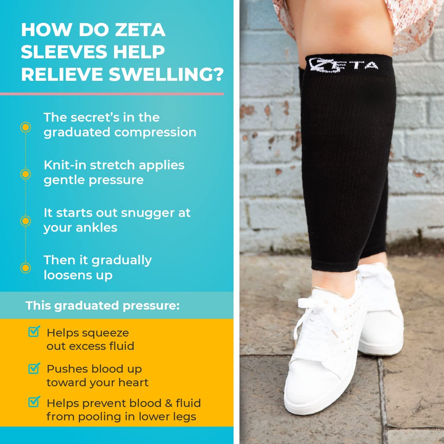 Zeta Wear Plus Size Leg Sleeve Support Socks - The Wide Calf Compression Sleeve Women Love for Its Amazing Fit, Cotton-Rich Comfort, Graduated Compression & Soothing Relief, 1 Pair, Size 4XL, Gray