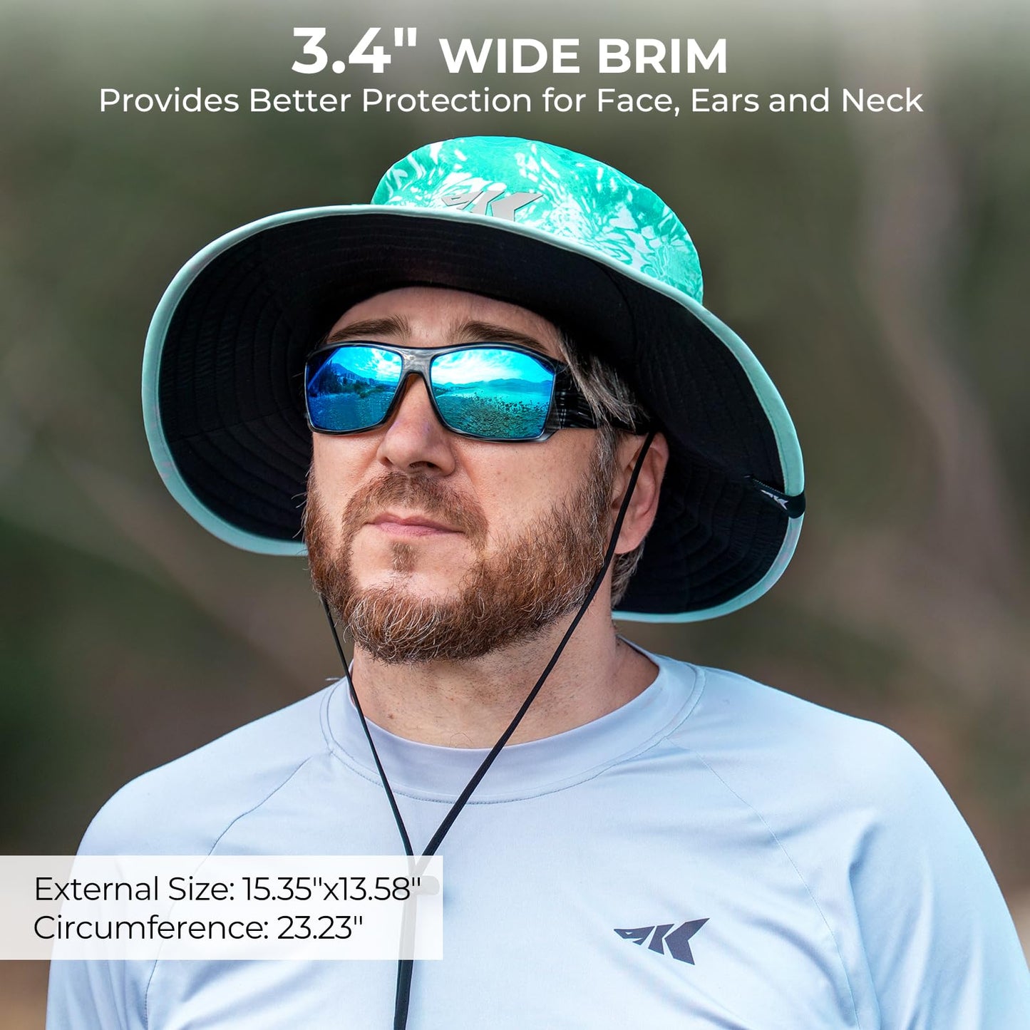 KastKing Sol Armis UPF 50 Boonie Hat - Sun Protection Hat, Fishing Hat, Beach & Hiking Hat, Paddling,Prym1 Turquoise Fizz Fade