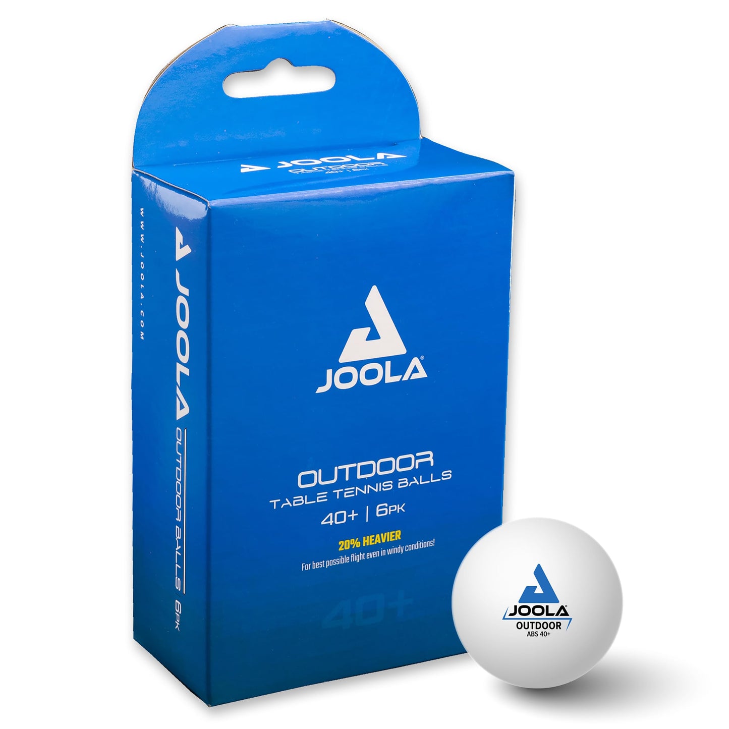 JOOLA Outdoor Table Tennis Balls - 6 Pack of 40mm Regulation Size Ping Pong Balls for Training and Recreational Play - Fun as a Cat Toy - Indoor and Outdoor Compatible- White