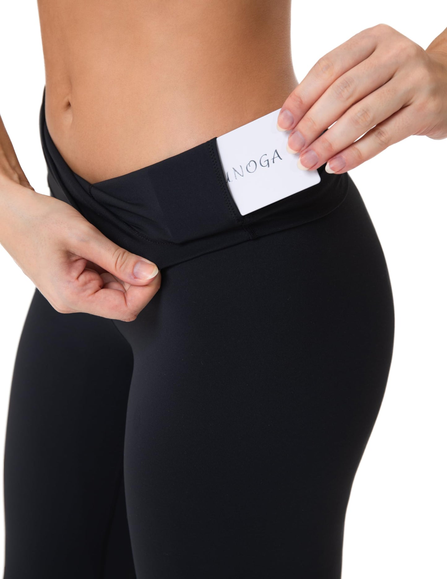 YUNOGA Women's High Waisted Leggings 25“ Inseam - Tummy Control Workout Leggings with Inner Pocket Buttery Soft Activewear Yoga Pants (M, Black)