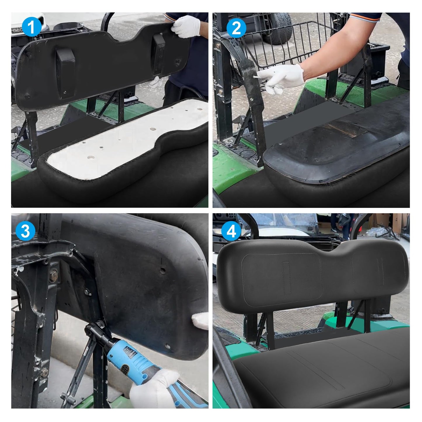 Roykaw Golf Cart Front Seat Back Cushion Assembly for EZGO TXT 1994-2013 Gas & Electric Vehicles, EZGO Seat Cushion Replacement, OEM# 71751-G01, 71751-G03, 71751-G04