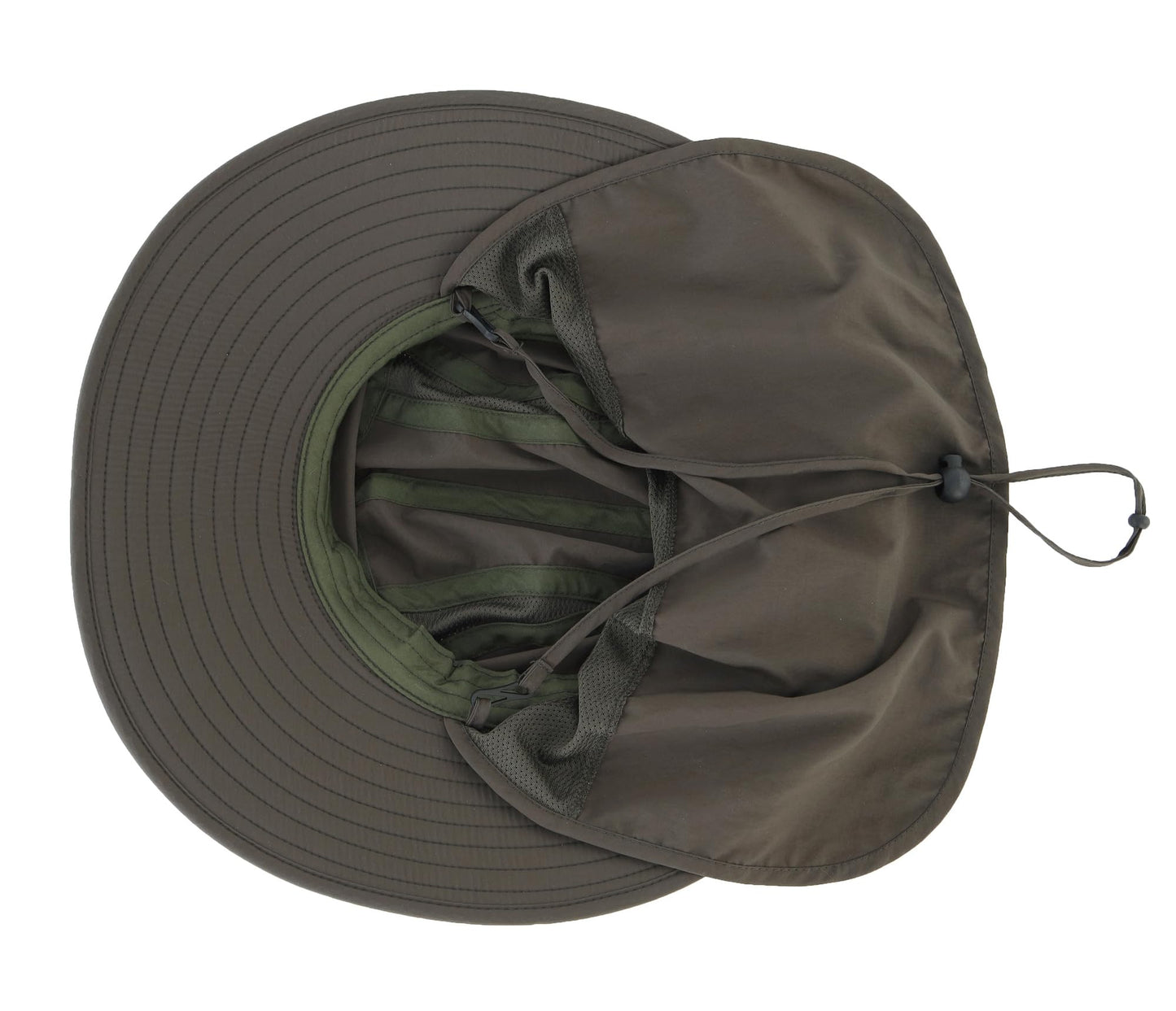 Home Prefer Mens UPF 50+ Sun Protection Cap Wide Brim Fishing Hat with Neck Flap (Army Green)