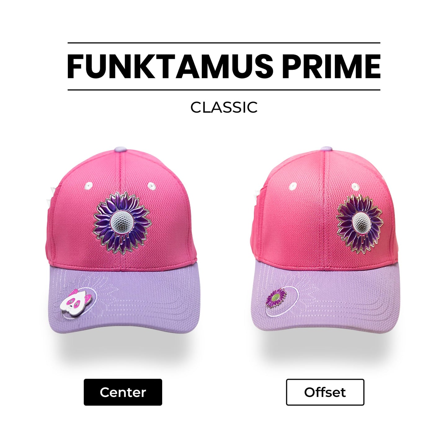BONK Golf Classic Golf Hats - Tee Holder with Tees & Bill Magnet with Ball Marker - Sweat-Stain Resistant - 100% Custom Made - Center - L/XL Funktamus Prime