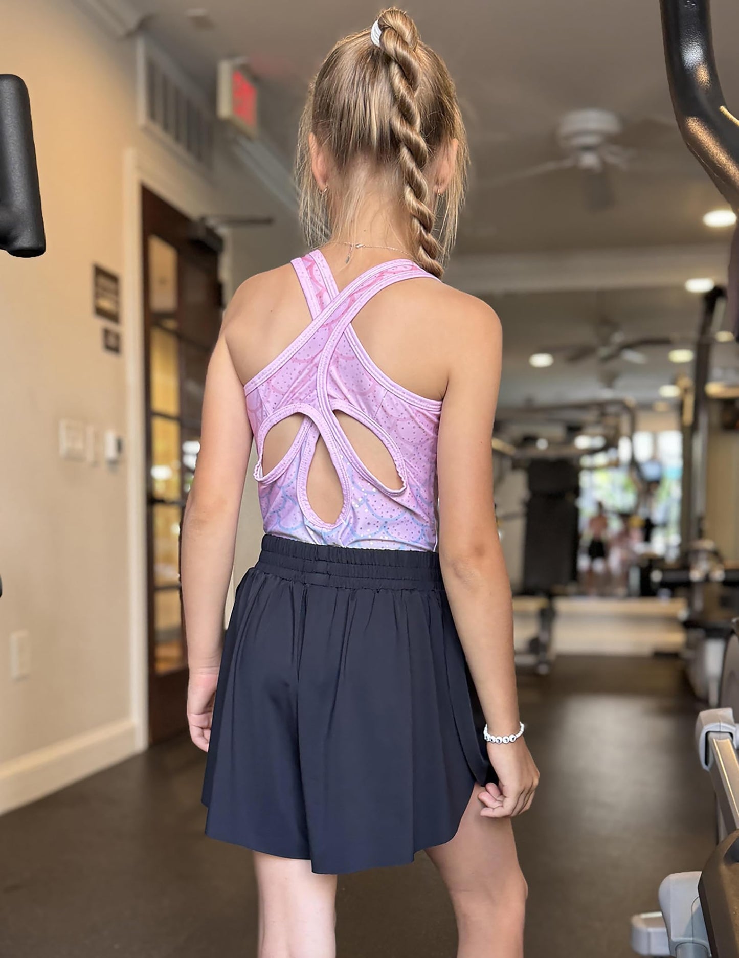 Zaclotre Girls Butterfly Shorts with Pockets 2 in 1 Flowy Running Shorts Kids Athletic Skorts for Tennis Cheer Dance Black
