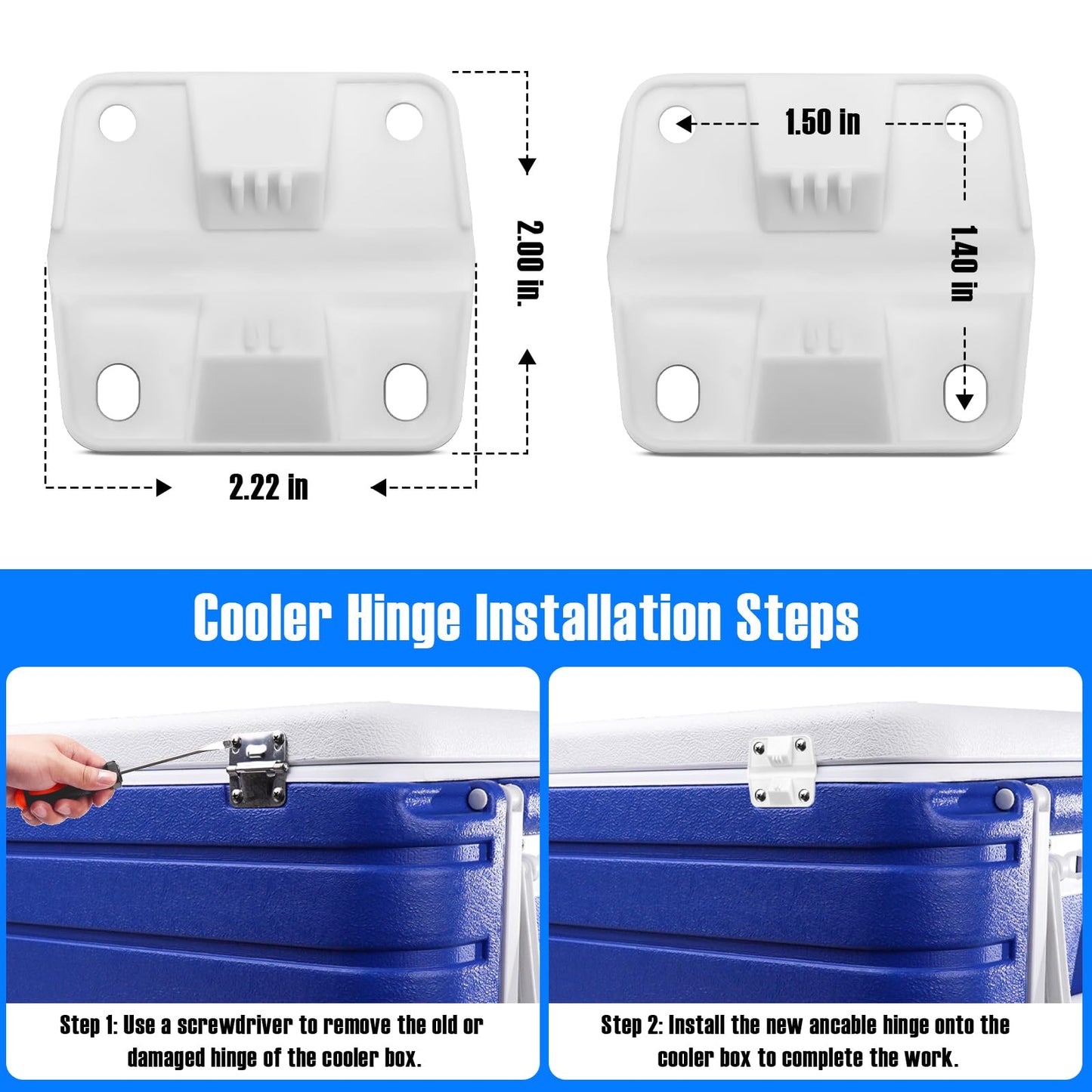 Cooler Hinges with Screws Set - Compatible with Coleman Camping Coolers Plastic Hinges, 6 Pack Ice Chest Coolers Hinges with 24 Pcs Screws