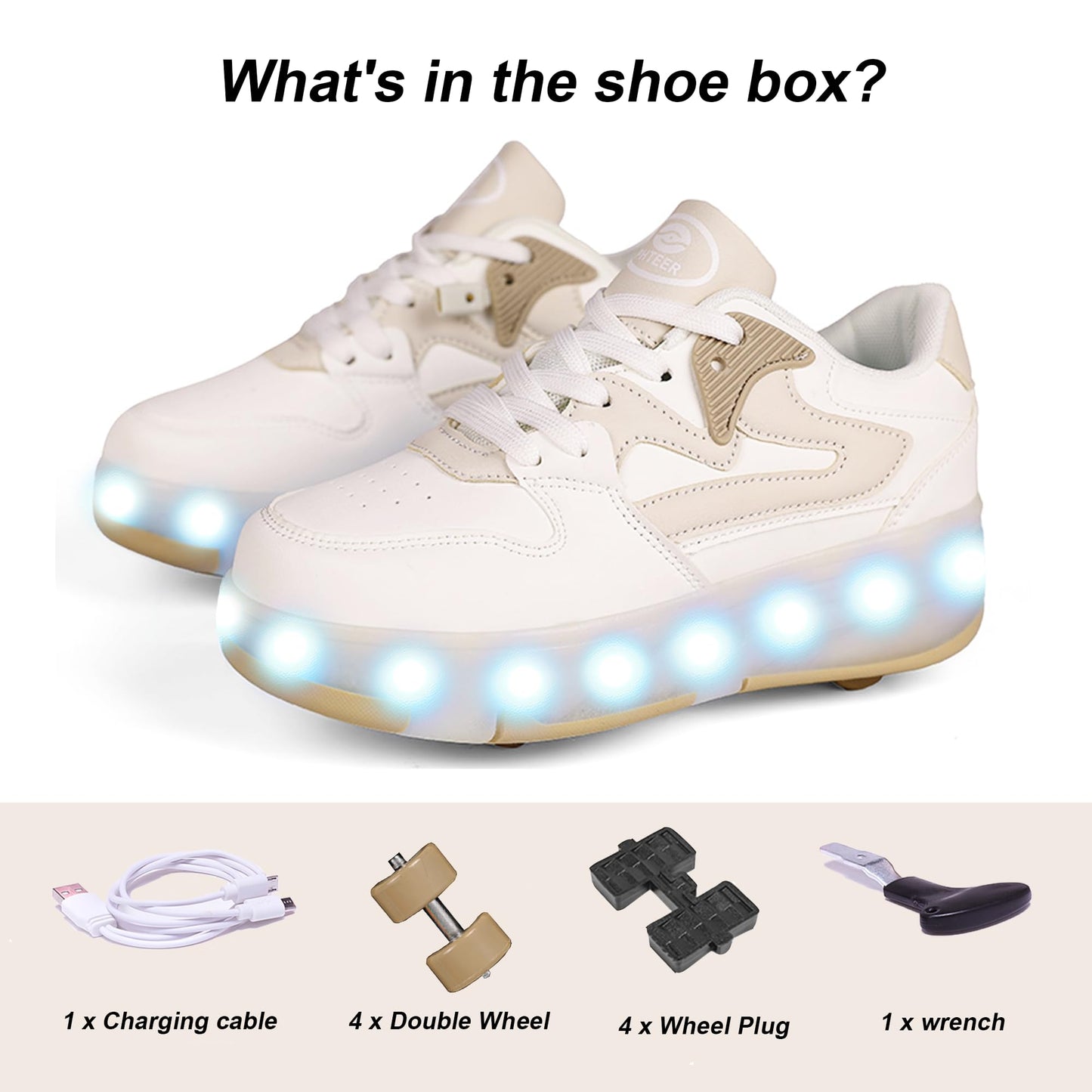 Ufatansy Roller Skates Shoes for Kids Girls Boys 4 Detachable Wheels Roller Sport Shoes 16 Modes Colorful LED Lights Rechargeable Fashion Sneakers Footwear Gifts