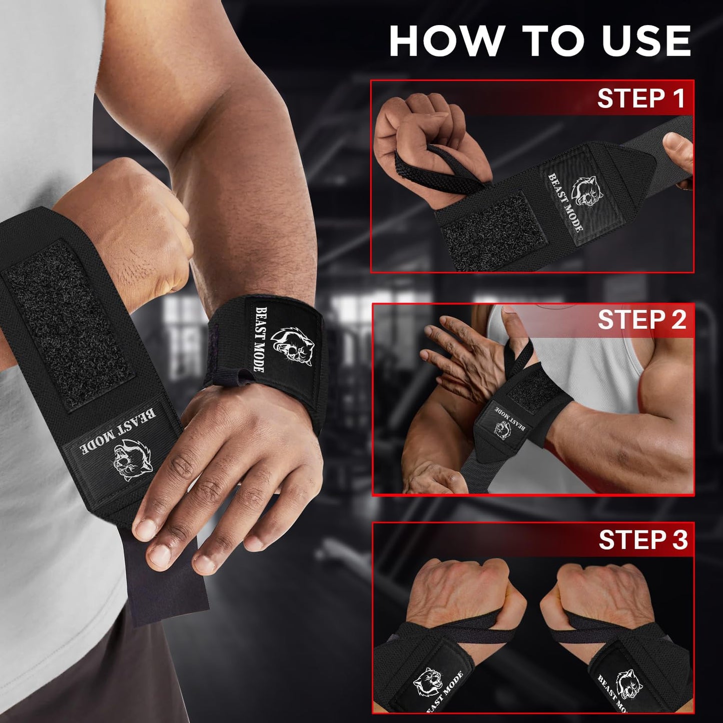 TECEUM Weightlifting Wrist Wraps with Thumb Loop – Black – Queen of Lifts – 12 inch – Heavy-Duty Workout Wrist Support & Protection – Ideal for Powerlifting, Strength Training, Bodybuilding