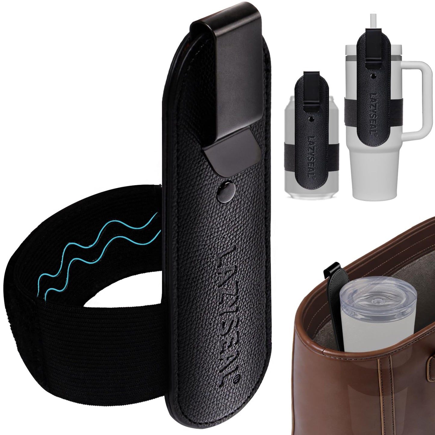 LAZYSEAL Water Bottle Holder Clip for Tote Bag, Backpack & Grocery Bags - Adjustable Anti-Slip Cup Holder Insert - Keeps Drinks Upright & Prevents Spills - Portable Bag Organizer (Black)