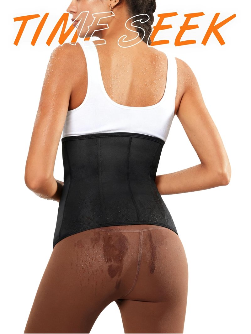 TIMESEEK Women's Sauna Suit Waist Trainer, Double Closure Waist Trimmer Belt, Adjustable Tummy Control Shapewear for Workout