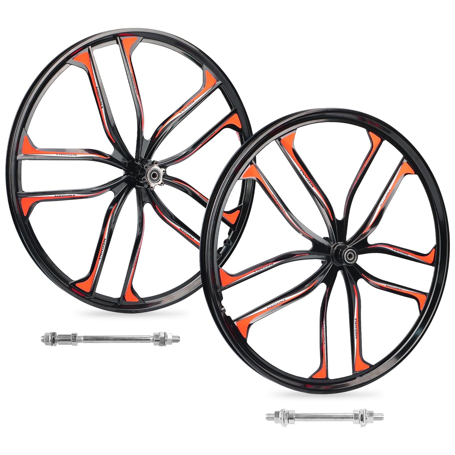 ZUKKA Bike Wheel Set 26 Inch Magnesium Alloy One-Piece Bike Wheels 10 Spokes Rim Front & Rear 100x135mm for 7-12s Freewheel Quick Release Axles,for Mountain/Folding/Kids Bikes