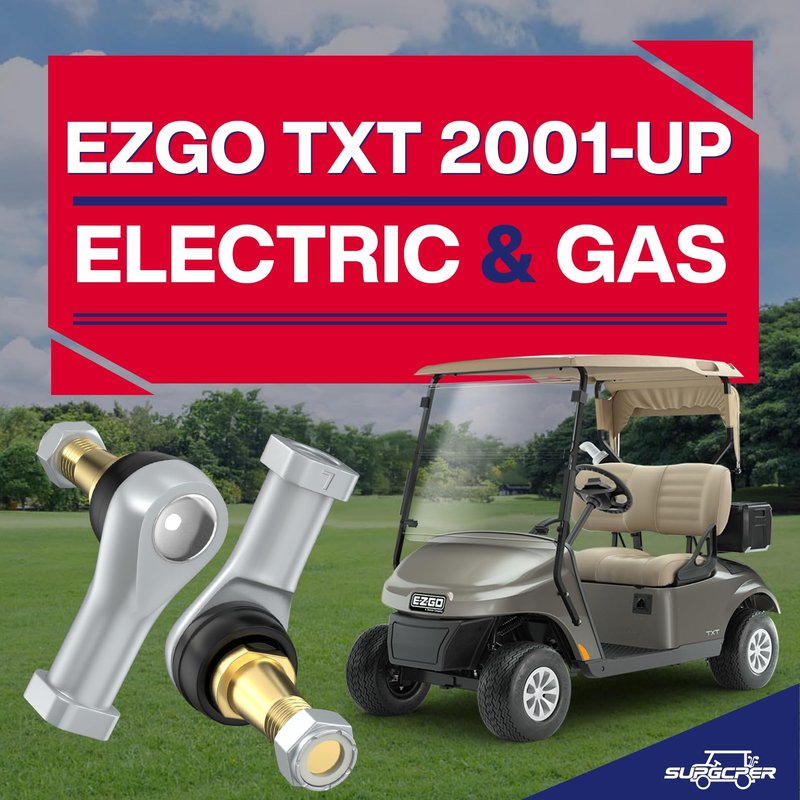 SUPGCPER Golf Cart Tie Rod Ends Ball Joint Kit, EZGO Tie Rod End Fit TXT 2001-UP Gas and Electric, EZGO Ball Joint Kit, OEM Number# 70902-G01, 70902-G02, 2PCS (Driver and Passenger Side)