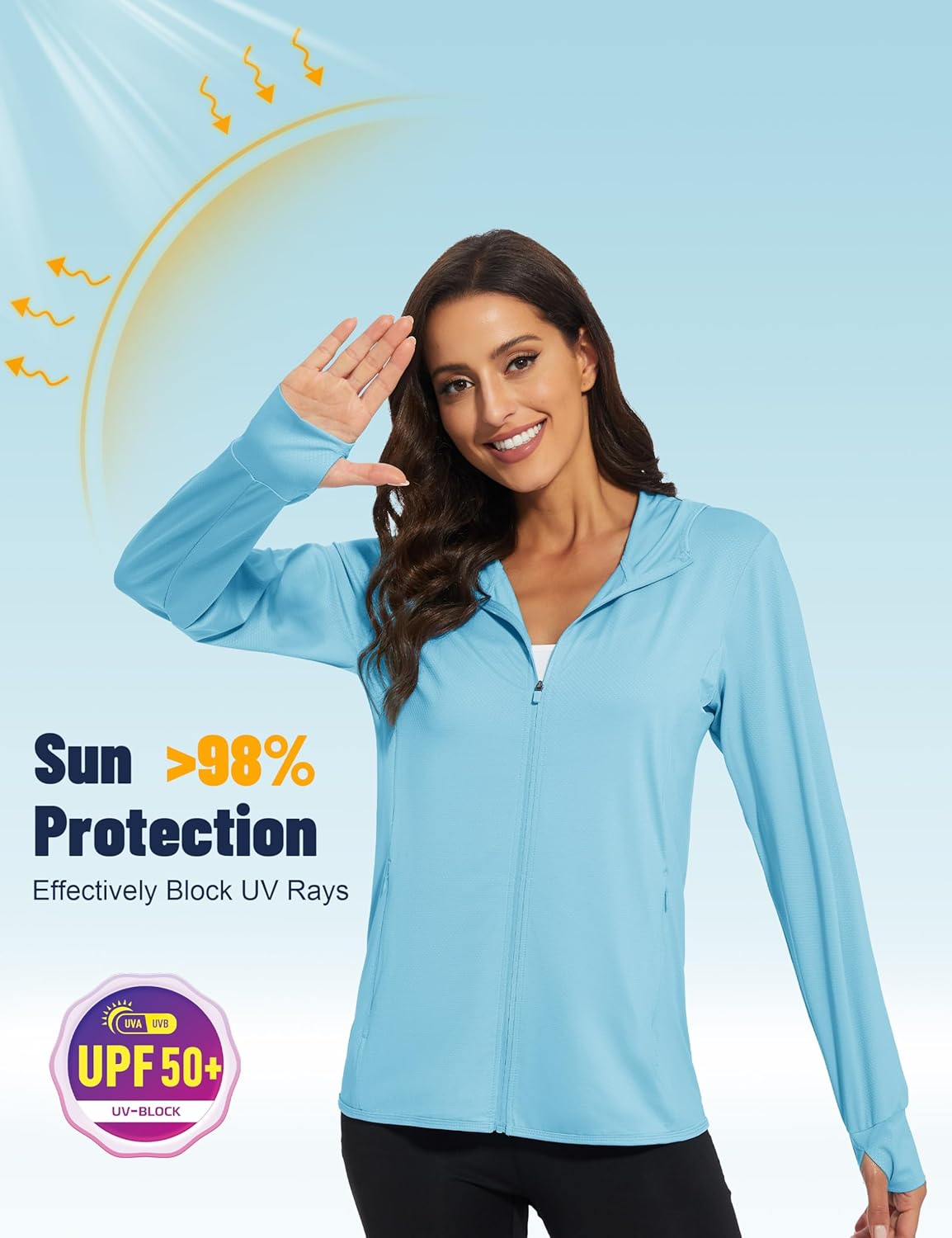Lightweight Women's Full Zip Hoodie - UPF 50+ Sun Protection for Workouts