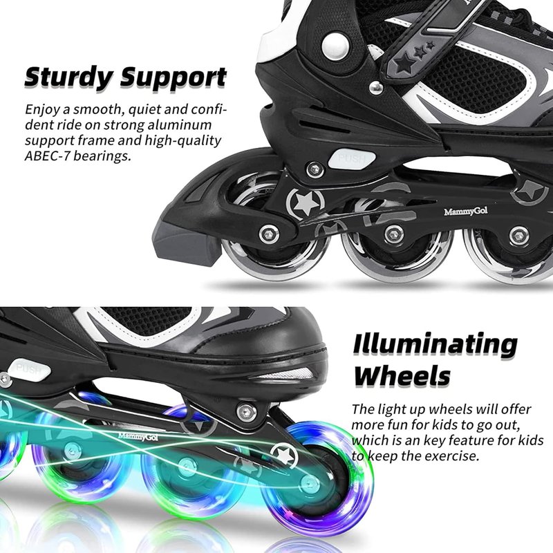 Adjustable Inline Skates for Kids - Light-Up Wheels | Ages 4-16