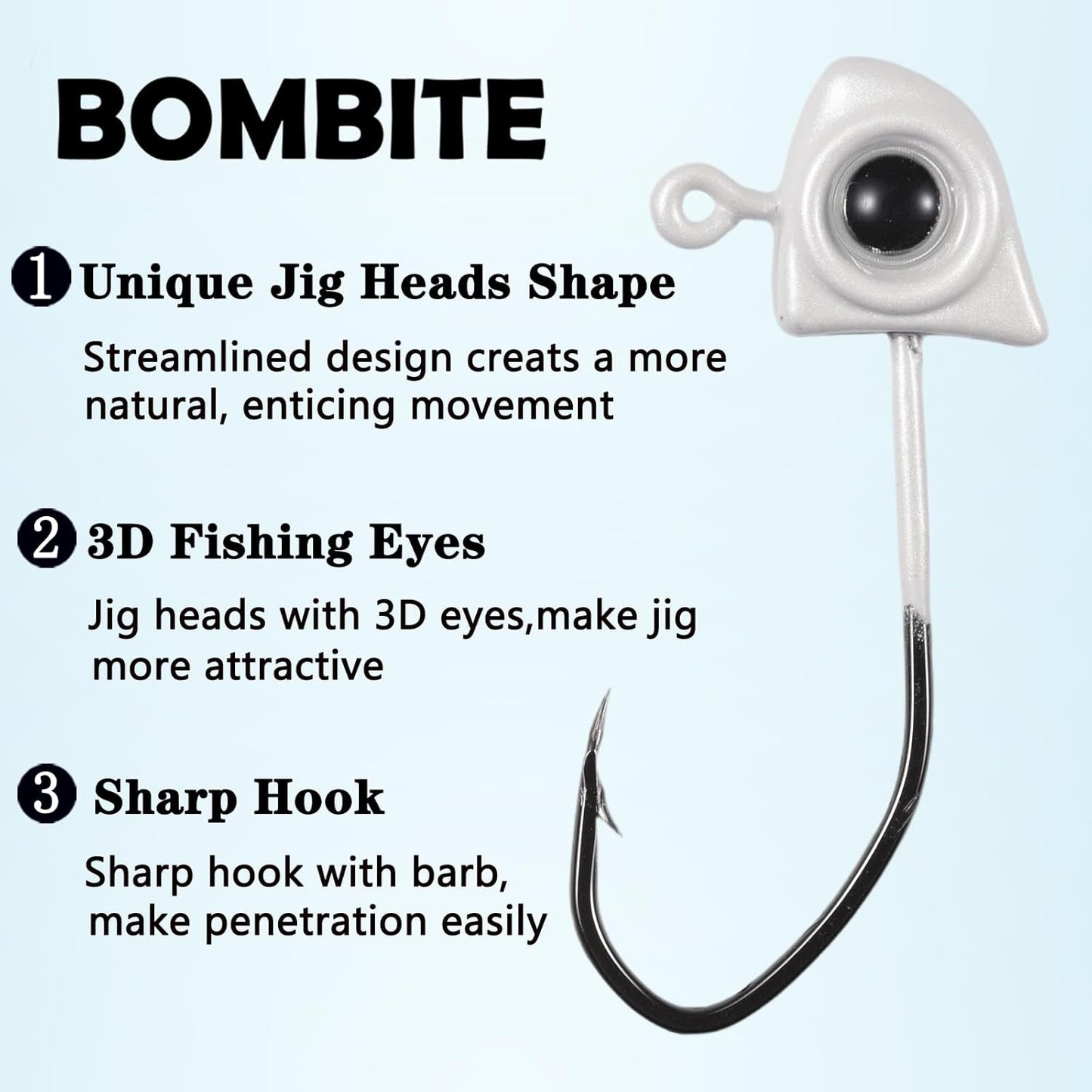 Crappie Jigs - 20 Pack Fishing Jig Heads with 3D Eyes | 1/32 oz, 1/16 oz, 1/8 oz for Panfish, Bluegill, Sunfish, Walleye