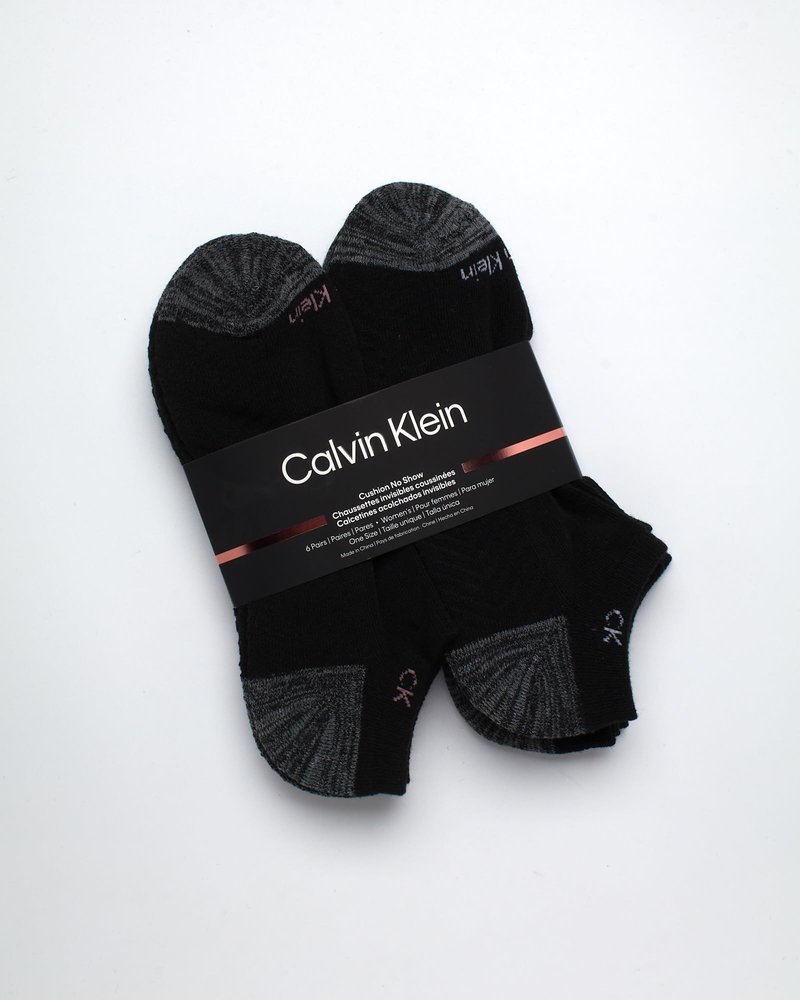 Calvin Klein Womens No Show Socks - 6 Pack Cushioned Athletic Performance Low Cut Running Socks for Women, Size 4-10, Black
