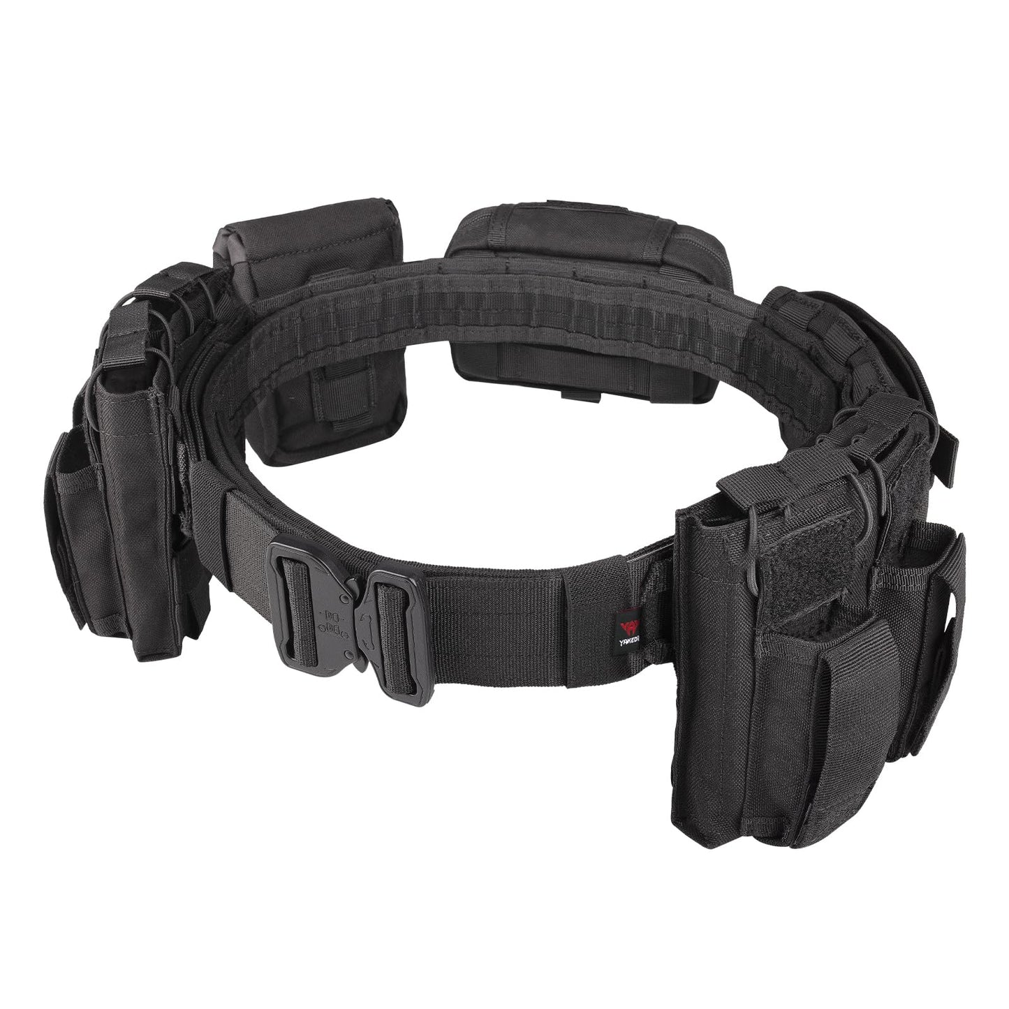 YAKEDA Tactical Duty Law Enforcement Police Utility Belt With Pouches 7 in 1 (Black)