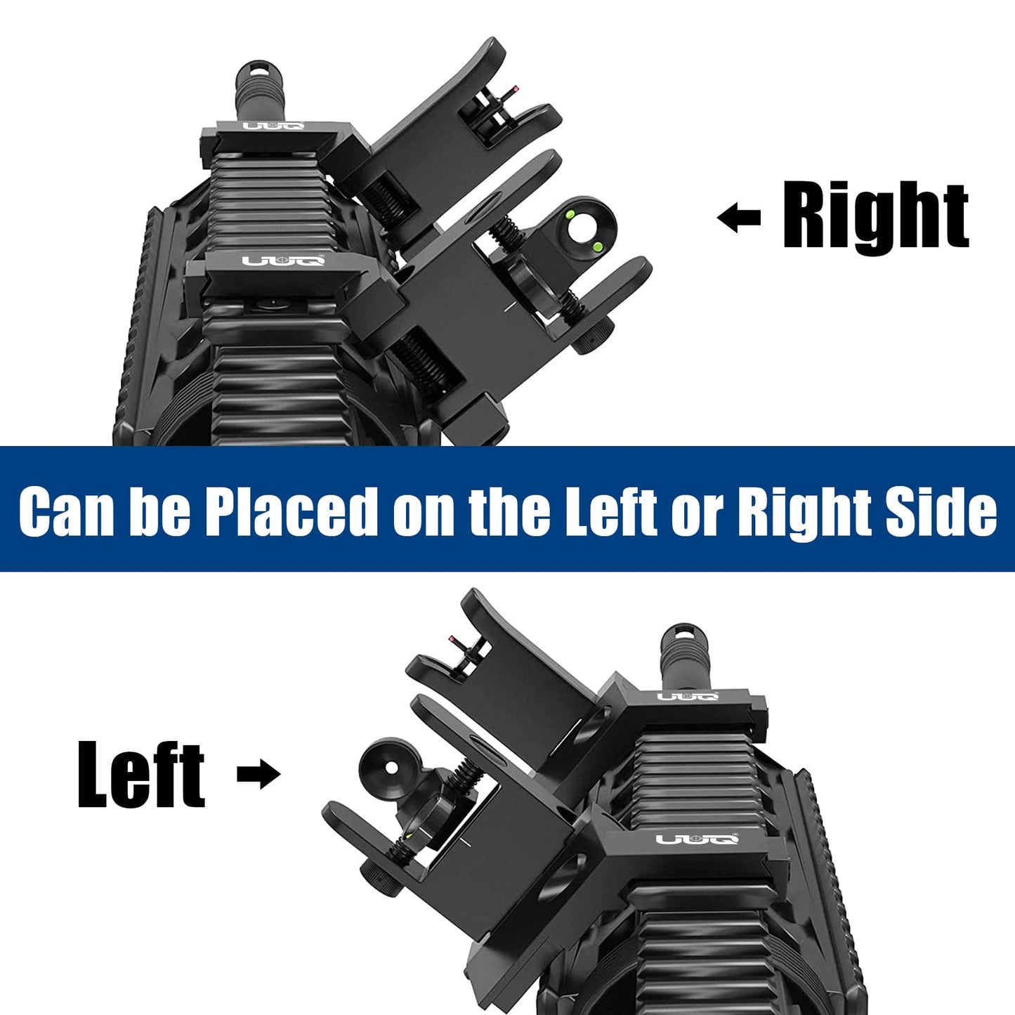 UUQ 45 Degree Offset Fiber Optic Iron Sights,Flip Up Front Rear Sites with Red&Green Dot,BUIS Backup Sight Set， Tool-Free Adjustable Front Sight Rapid Transition,Fits Picatinny and Weaver Rails