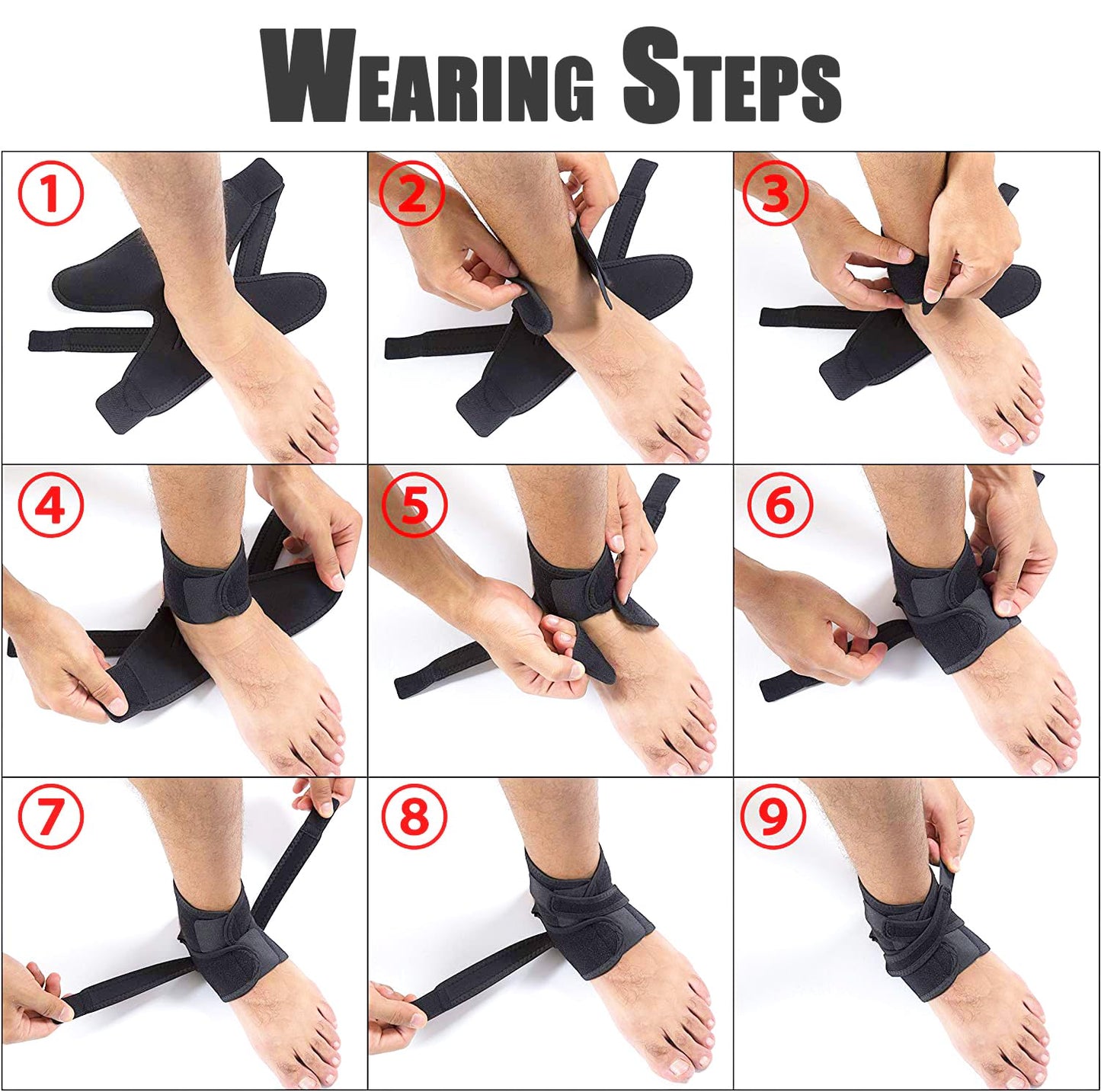HiRui Ankle Wraps Ankle Brace Compression Ankle Support for Men Women, Ankle Stabilizer for Running Basketball Soccer Fitness Sprains Arthritis Recovery-Breathable, Adjustable (M, 2 Pack)
