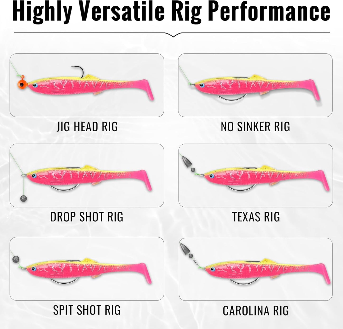 TRUSCEND Soft Fishing Lures - Pre-Rigged Swimbaits with BKK Hooks for Bass, Trout & Walleye | Trembly Sinking Design