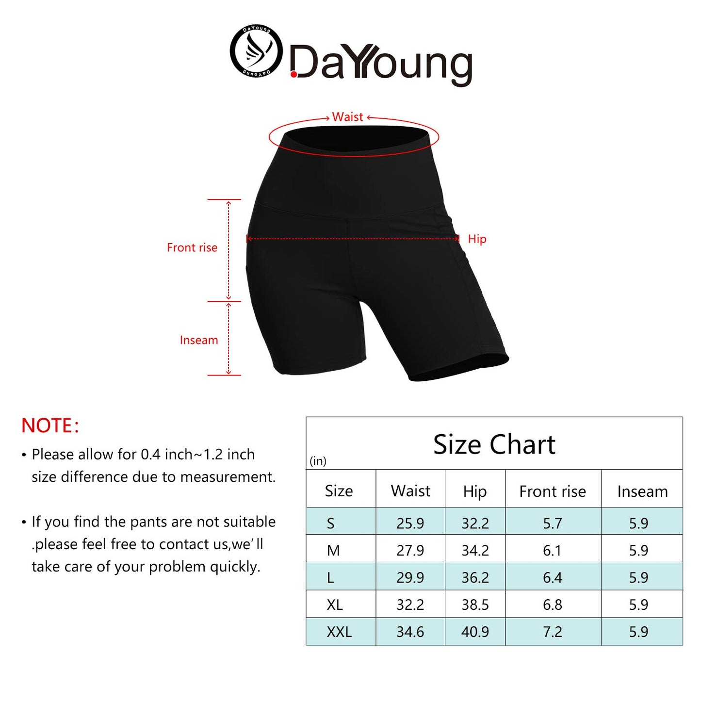 DAYOUNG Women Yoga Shorts High Waist Tummy Control Workout Biker Running Athletic Compression Short with Pockets Y27-Black-XL