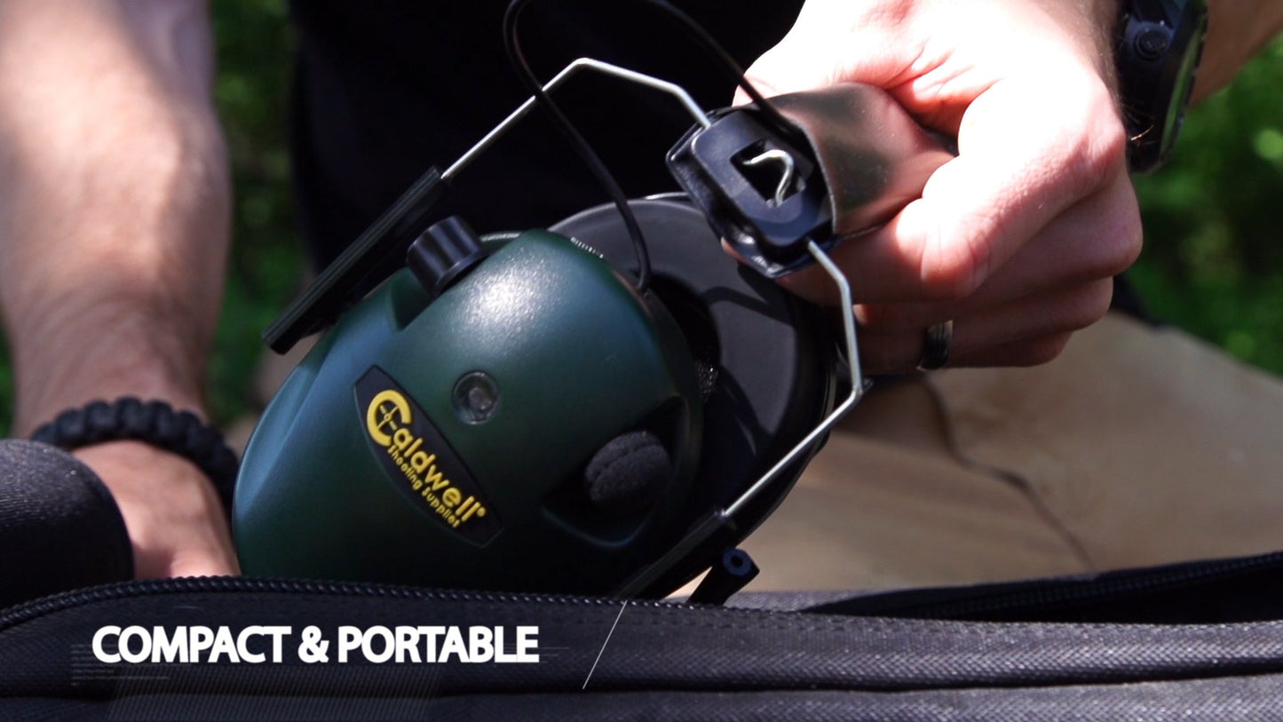 Caldwell E-MAX - ADULT Green - Low Profile Electronic 23 NRR Hearing Protection with Sound Amplification - Adjustable Earmuffs for Shooting, Hunting and Range