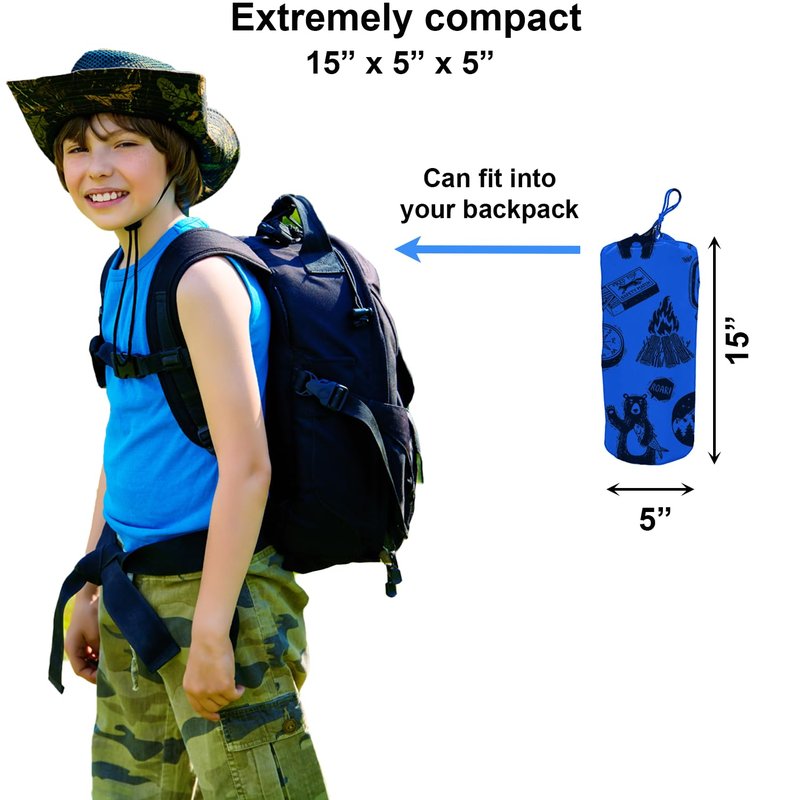 Kids Camping Cot and Toddler Travel Bed | Lightweight and Compact Cots for Sleeping | Portable Folding Cot for Toddler, Kids, Youth and Even Adults (Blue, 63" x 23.5")