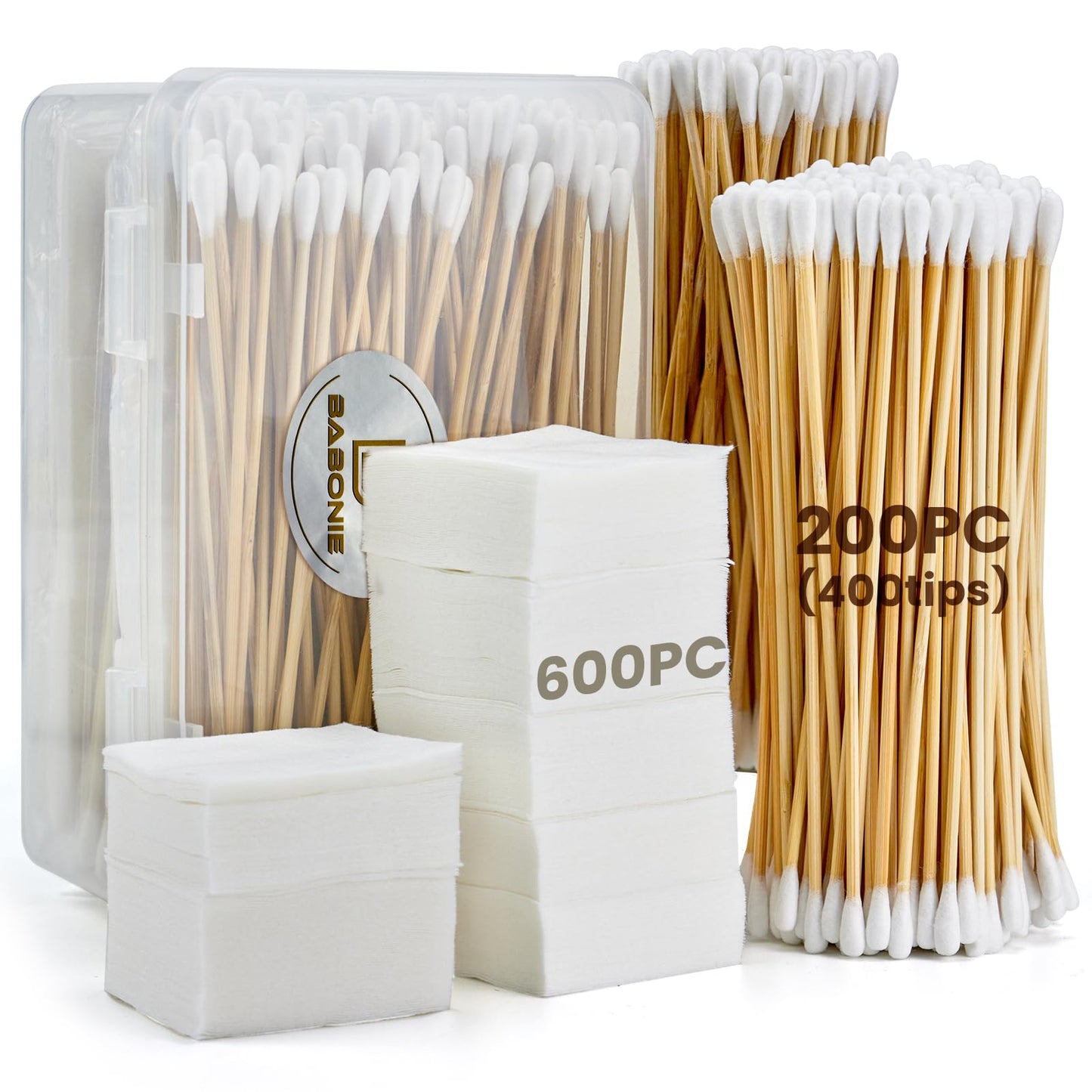 800PCS Gun Cleaning Suppliess- 600PCS Gun Cleaning Patches 2'' Lint Free and 200PCS (400 Tips) Cotton Swabs 6" Long Double Ended for Most Calibers Clean and Maintenance