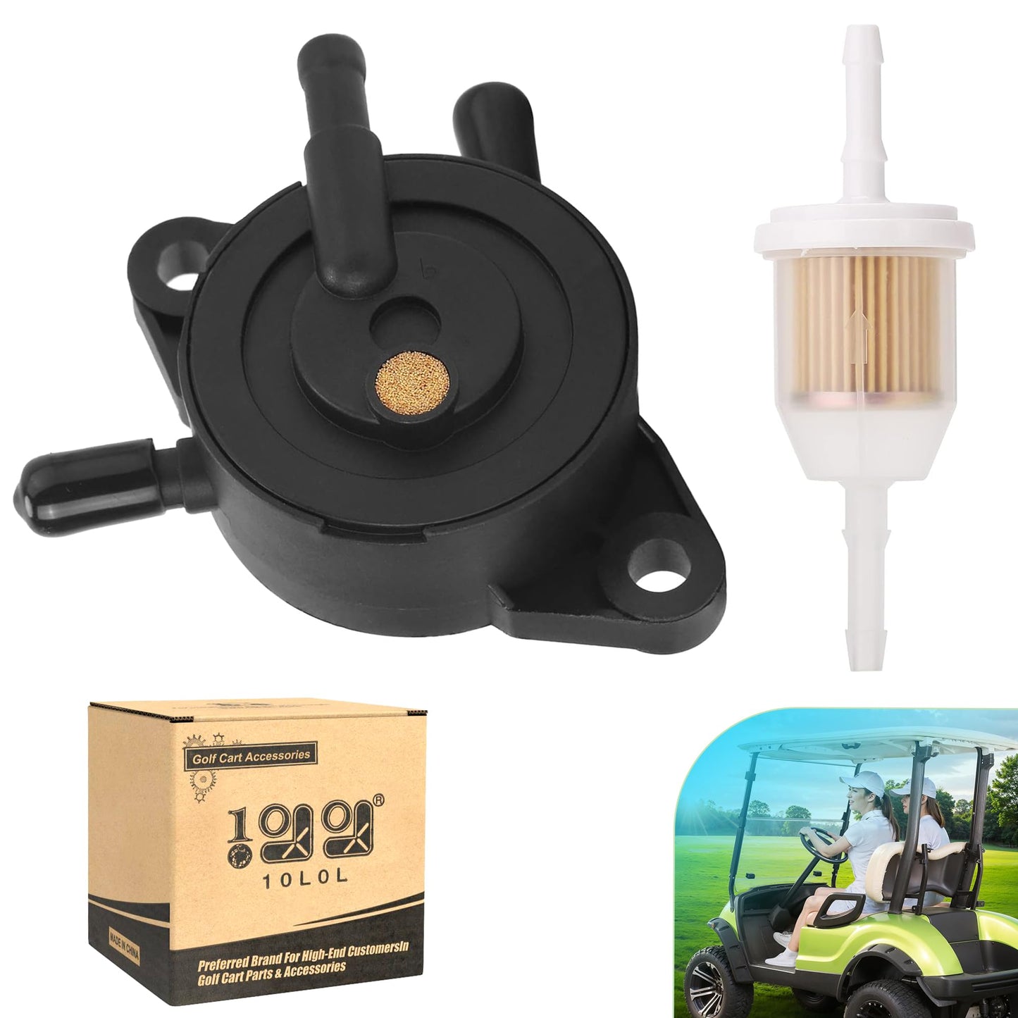 10L0L Fuel Pump Impulse Kit for Yamaha Golf Cart G16 G17 G18 G19 G20 G22 G29 4-Cycle 1996-Up, Replace OEM JN6-F4410-10-00 JN6-F4560-00-00 JN6-F4410-11-00 with Fuel Filter