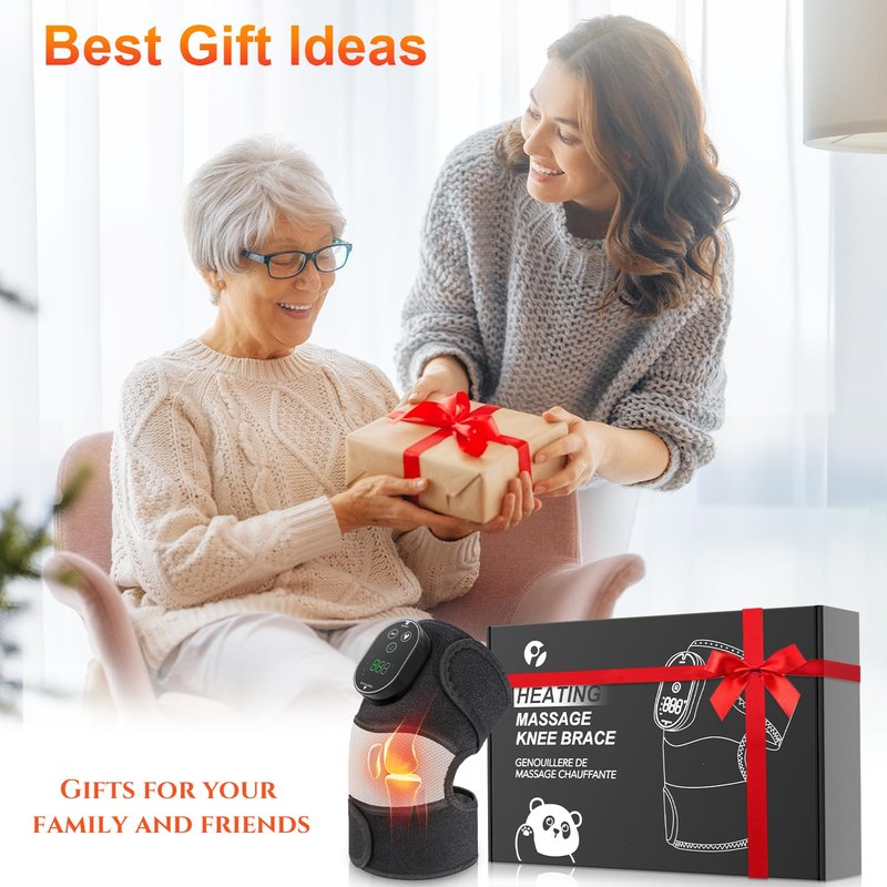 Cordless Heated Knee Massager, FSA Eligible 3-in-1 Wearable Wrap for Knee, Elbow and Shoulder, Rechargeable Heat and Vibration Massager, 6 Heat Levels, 3 Massage Modes