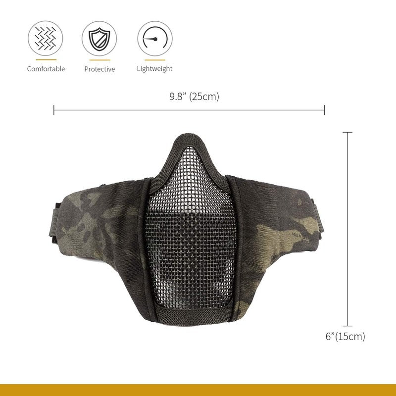 OneTigris 6" Foldable Half Face Mesh Mask Military Style Comfortable Adjustable Tactical Lower Face Protective Mask