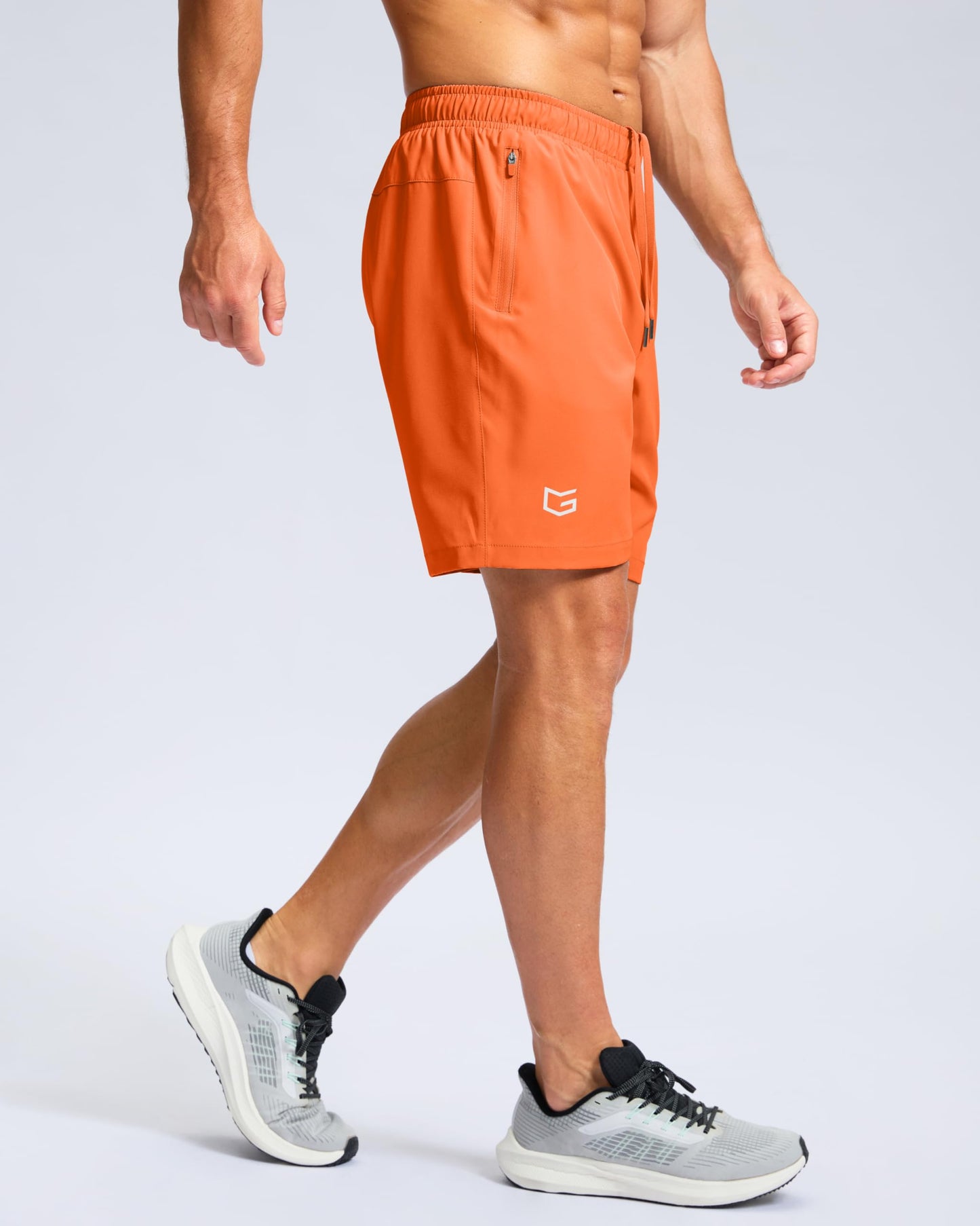 G Gradual Men's Athletic Running Shorts with Zipper Pockets Quick Dry 7"/ 5"/ 9" Workout Gym Shorts for Basketball Hiking(Orange,7M)