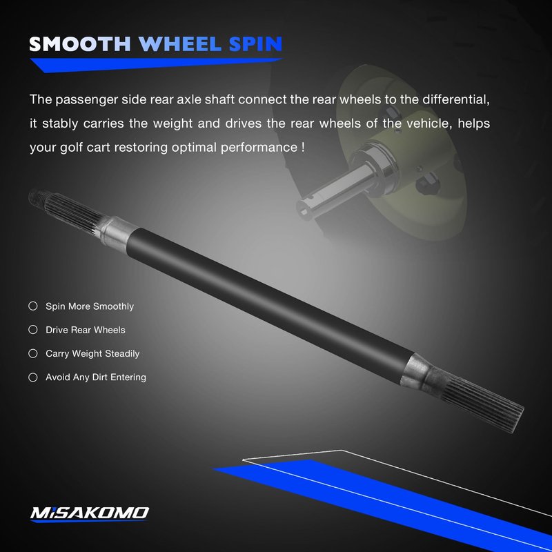 Misakomo EZGO Rear Axle Shaft Bearing Kit Fit for TXT & Medalist 1994-2013 Golf Cart Passenger Side Right, Replace 20377G12, 16 3/4" Splined Axle Shaft with Seal