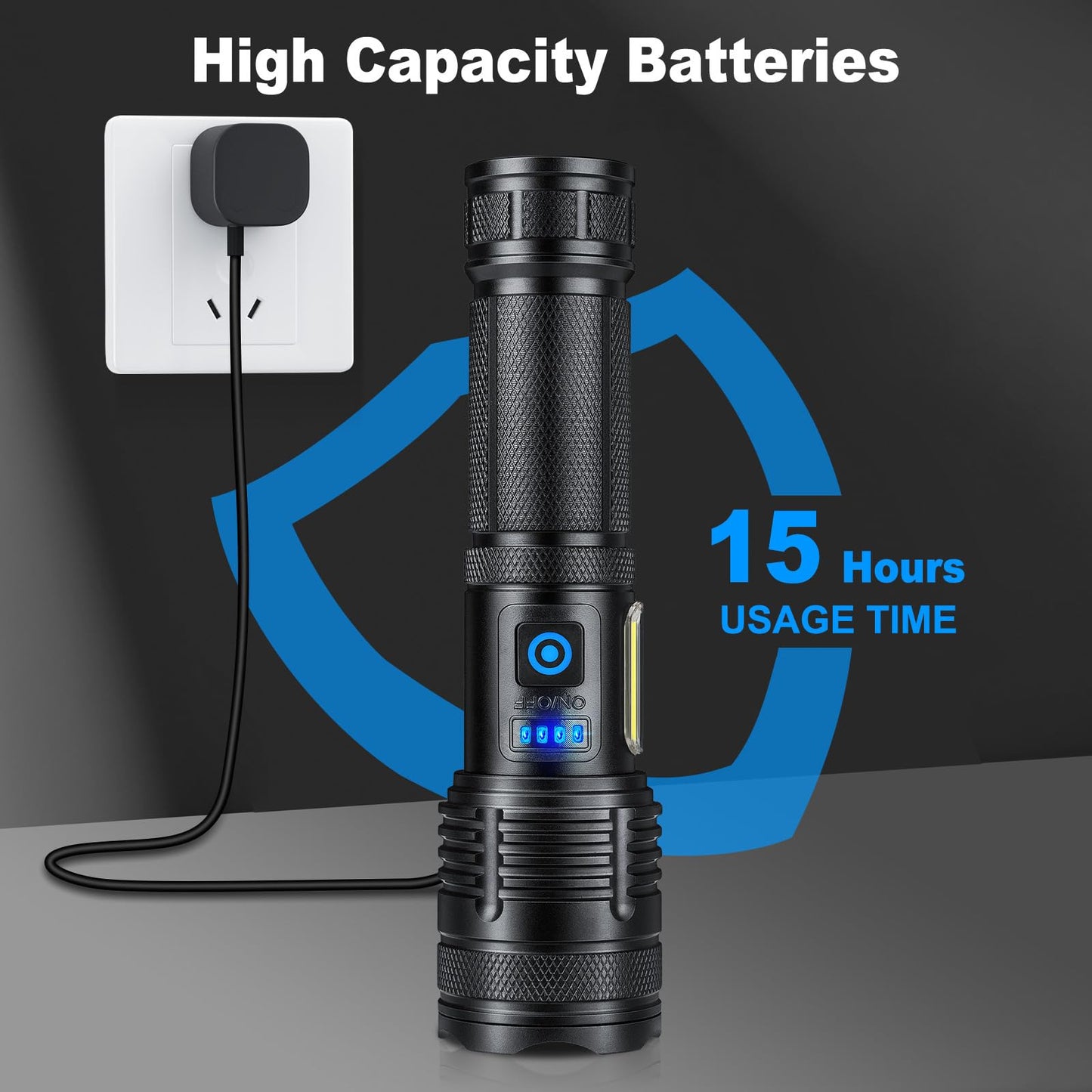 KINGCAESAR 3 Pack Rechargeable Flashlights 90,000 High Lumen, Ultra Bright LED Flash Light for Home, High Powered Flashlights with 7 Light Modes, IPX7 Waterproof for Camping