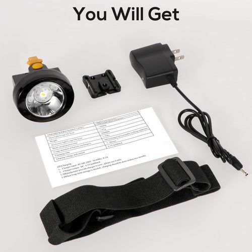 Hunting friends Rechargeable Cap Mining Lamp Waterproof LED Miner Lamp Explosion Proof Headlight for Outdoor Professional Works (Yellow Button)