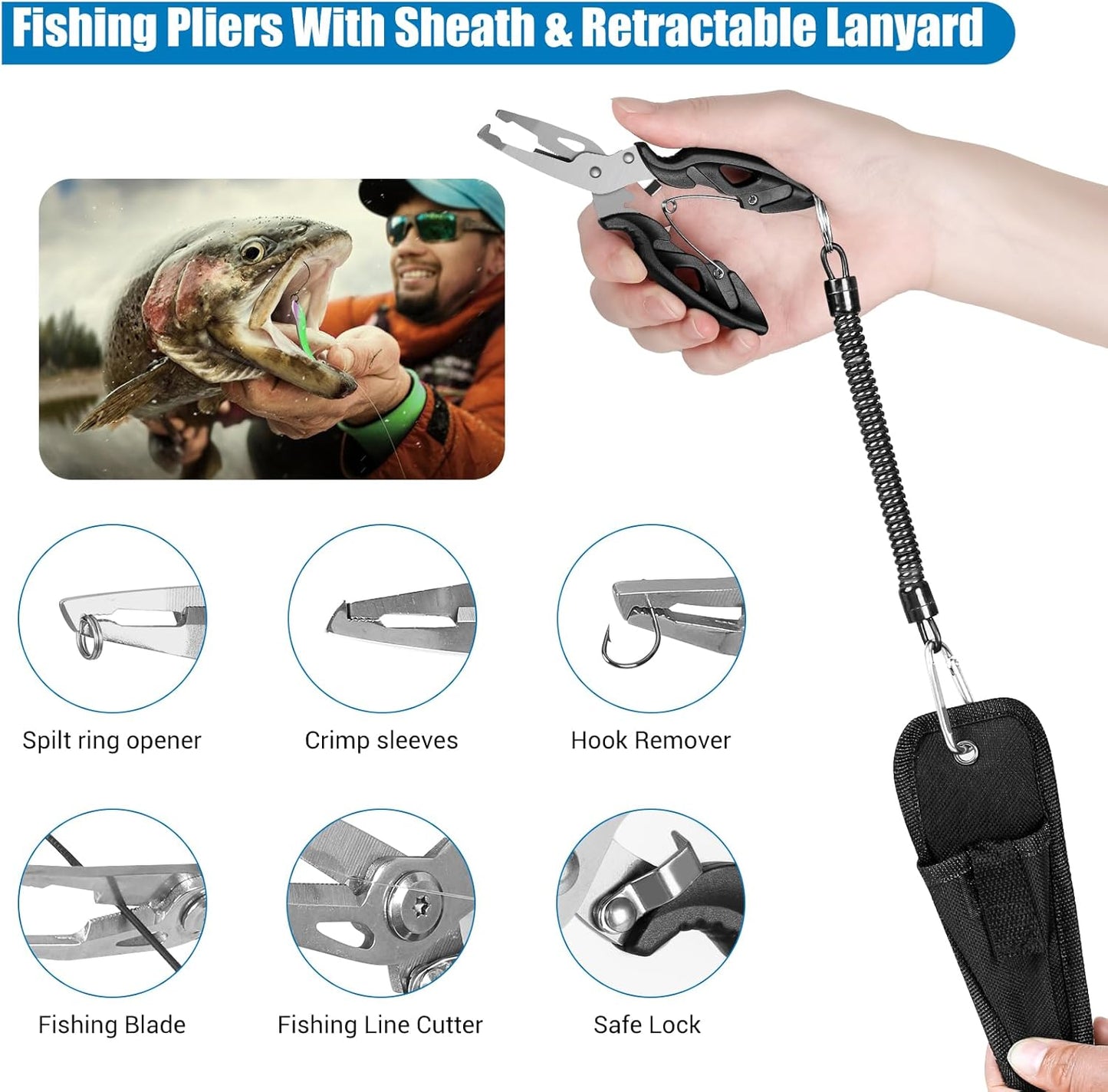 Fishing Tackle Box - 3 Layers with 213 Pcs Fishing Lures Kit & Essential Tools | Perfect for Beginners & Kids