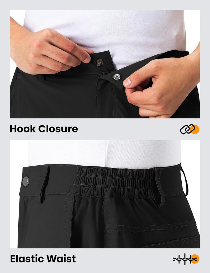Men's 9-Inch Golf Shorts - Lightweight Water-Resistant Cargo Hiking Shorts | Quick Dry Outdoor Fishing with 6 Pockets